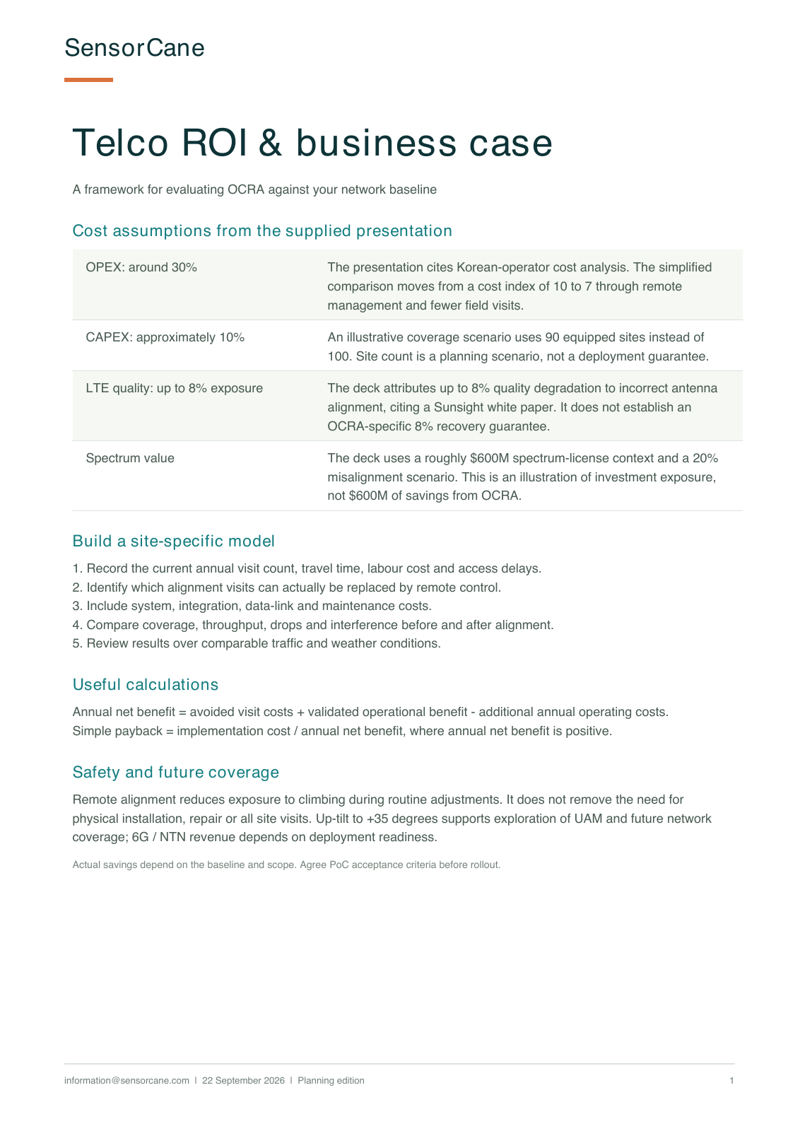 Telco ROI & Business Case preview